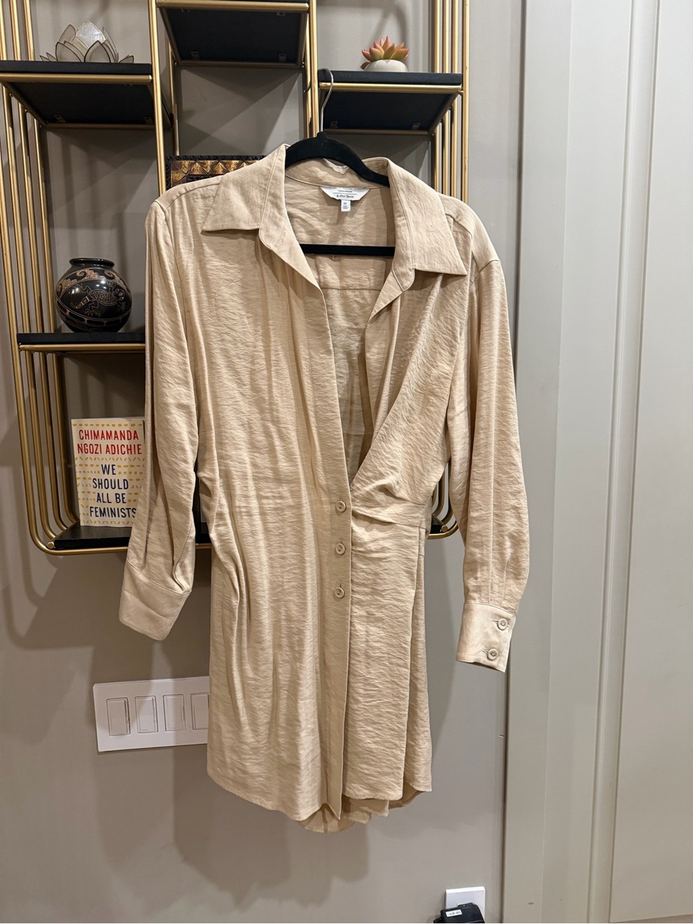 & Other Stories Beige Long-Sleeve Button Front Women’s Dress